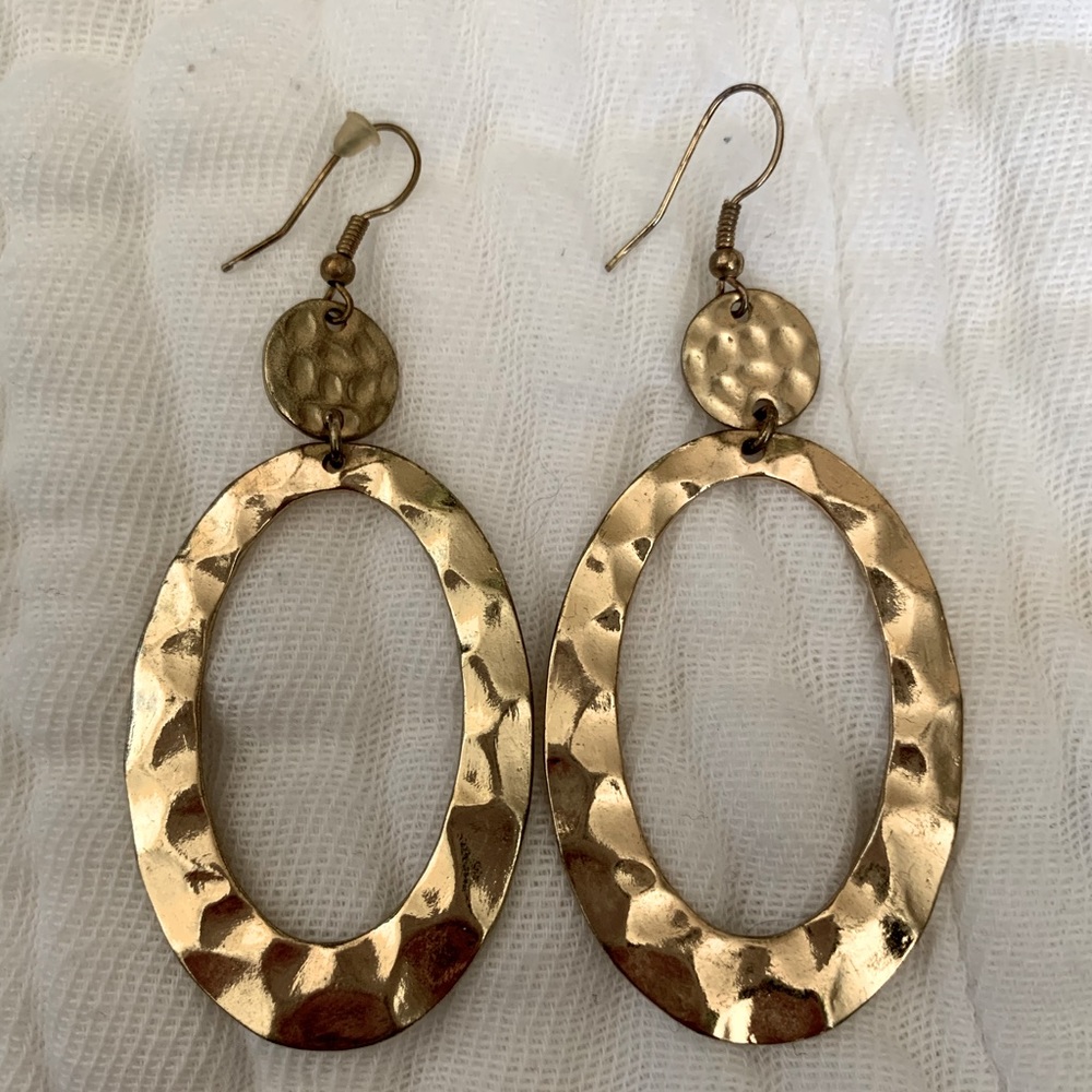 Hammered gold tone earrings